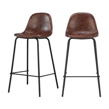 Set de 2 taburetes para isla de cocina de sintético marrón 65 cm