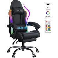 silla gaming con luz led y funcion de masaje ergonomica gtplayer - negro