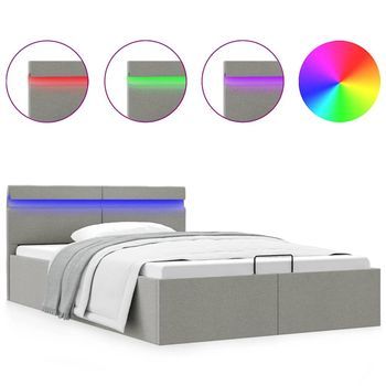 Cama Hidráulica Almacenaje Sin Colchón Gris Claro 140x200 Cm Vidaxl