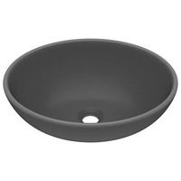 lavabo de lujo ovalado ceramica gris oscuro mate 40x33 cm vidaxl