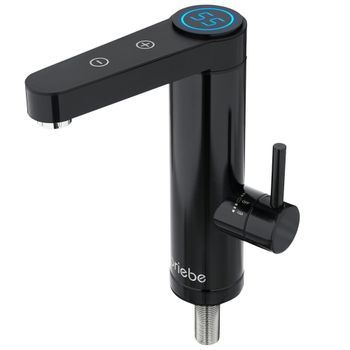Grifo Calentador Agua Eléctrico Instantáneo De Mesa Bajo Consumo, Acero Inox, Display, Camping Negro 3600w Briebe Ih1206