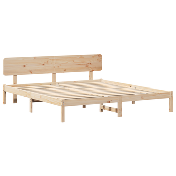 Cama Matrimonial | Cama Doble | Estructura De Cama Con Cabecera 180x200 Cm Madera Maciza De Pino Cfw64471