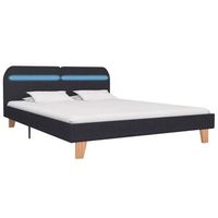 estructura de cama con led tela gris oscuro 180x200 cm
