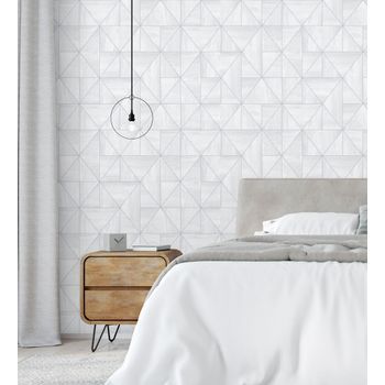 Papel Pintado Vinílico Ecológico Geométrico Efecto Madera Art Déco En Relieve - Royal Lodge 679273 De Gaulan - Rollo De 10 M X 0,53 M