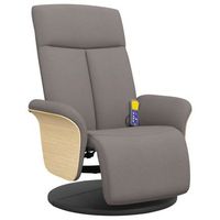 sillon reclinable de masaje con reposapies tela gris taupe cfw789642