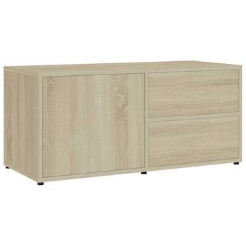 Mueble Para Tv Madera Contrachapada Color Roble 80x34x36 Cm Vidaxl