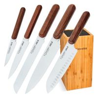 3 claveles oslo - juego de 5 cuchillos cocina profesionales con soporte de bambu