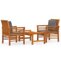 set de muebles de jardin 3 pzas y cojines madera maciza acacia vidaxl