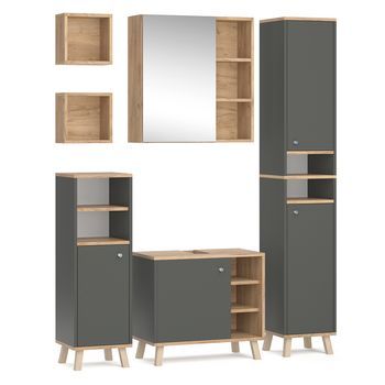 Conjunto De Muebles De Baño Senyo 5 Partes, Con Armario Alto Vicco