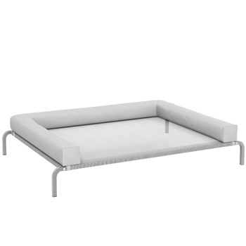PawHut Cama Elevada para Perros Refrescante con Refuerzos Extraíbles Malla Transpirable y Marco de Acero 130x90x30 cm Gris