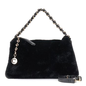 bolso de hombro de piel sintética suave con correa para el hombro black