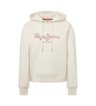 Pepe Jeans para mujer. PL581459 Sudadera con capucha Frida blanco (S), Casual, Algodón, Sostenible