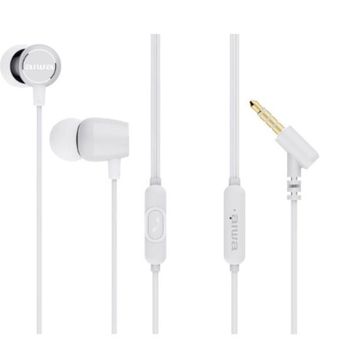 Aiwa Auriculares estéreo ESTM-30WT con multicontrol y micrófono. Compatible con Todos los Dispositivos móviles. Color Blanco