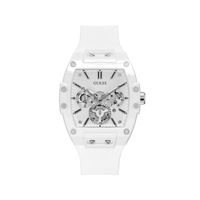 guess reloj hombre caja de policarbonato pulsera silicona de color blanco resistente al agua 5 atm gw0203g2
