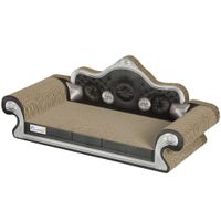 pawhut rascador carton para gatos en forma de sofa con catnip para interior 565x24x26 cm marron   aosom espana
