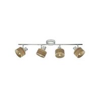 regleta nando 4xe14 cromo-blancomadera clara focos orientables 16x73x10 cm