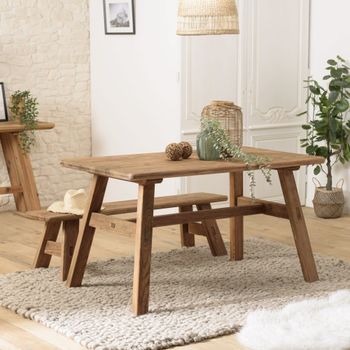 Mesa de comedor de madera de pino reciclada 140x75 cm