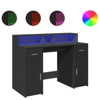 Escritorio Con Luz Led Madera Ingeniería Negro 120x55x91 Cm Vidaxl
