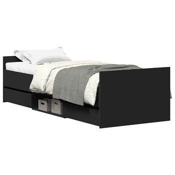 Estructura De Cama Con Cabecero Piecero Negro 75x190 Cm Vidaxl