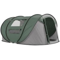 outsunny tienda de camping pop-up con ventanas bolsillos y bolsa de transporte impermeable anti-uv 2635x220x123 cm verde y gris