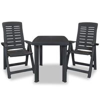 set de mesa y sillas de jardin 3 uds  set de muebles de jardin plastico gris antracita