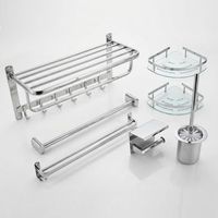 juego de bano de acero inoxidable con toallero portarrollos portaescobillas jabonera y accesorios de pared acabado