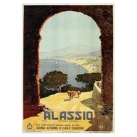 legendarte - cartel turistico vintage alassio - cuadro lienzo impresion digital cm 50x70