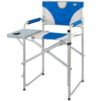 silla de director plegable xl con mesa lateral y reposapies 58x57x103 cm azul y gris
