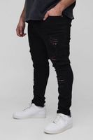 vaqueros plus pitillo rotos con pernera plisada negro
