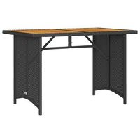 mesa de jardin  mesa de exterior superficie de madera ratan pe negro 110x68x70 cm