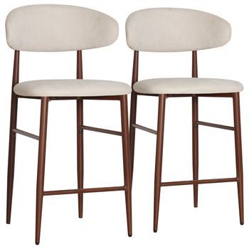 Pack De 2 Taburetes De Bar De Metal Efecto Madera Beige Oscuro Simon