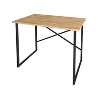 mesa escritorio mesa de ordenador estilo industrial estructura metalica negra y tablero melamina roble safir alto 75 cmancho 90 cmfondo 60 cm