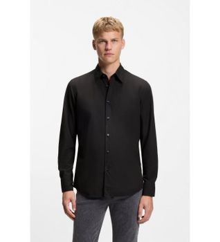 BOSS para hombre. 50518304 Camisa Relegant negro (S), Casual, Fiesta, Algodón, Clásico, Manga larga