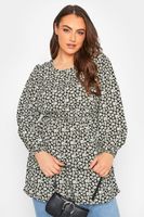 yours top negro flores blancas con cinturilla elastica mujer curvy y tallas grandes yours