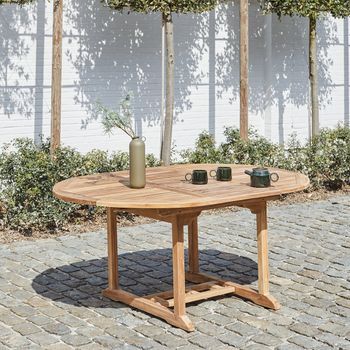 Mesa De Jardín Extensible Ovalada De Madera De Teca Maciza 6/8 Pers.
