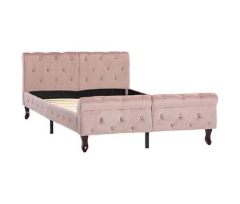 Estructura de cama de terciopelo rosa 120x200 cm