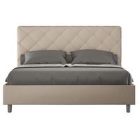 cama italiana para adultos acolchada en piel sintetica paryse-color beige claro-ropa de cama 140x190 cm