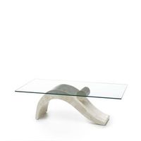 dove - mesa de centro 120 x 70 x 40 - transparente en cristal templado beige