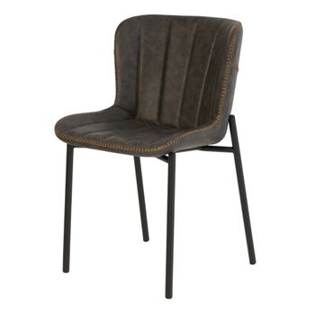 Silla de comedor acolchada en cuero sintético gris y patas negro
