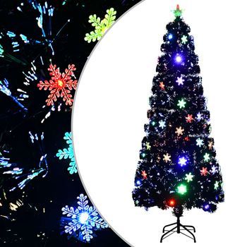 Árbol De Navidad | Decoraciones De Navidad Copos De Nieve Led Fibra Óptica Negro 240 Cm Cfw906907