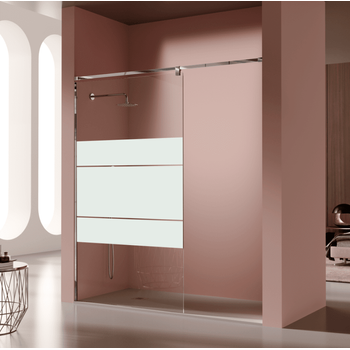 Panel Fijo De Ducha Fresh Salomon Straight Cromado  78 - 79 Cm Cristal Serigrafiado