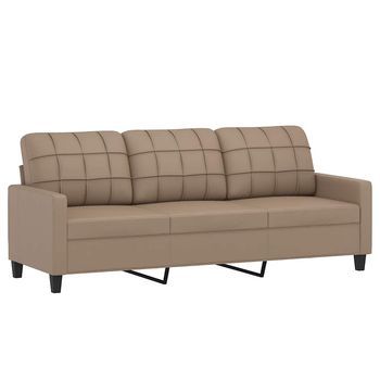 Sofá De 3 Plazas | Sofá De Salón | Sofá De Descanso De Cuero Sintético Color Capuchino 180 Cm
