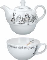juego de tetera y taza de porcelana fina blanca y negra