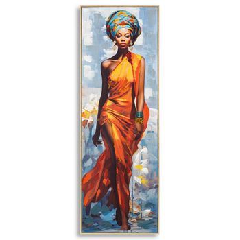 Pintura Sobre Lienzo Multicolor Mujer Con Marco Cm 52x4,5x152