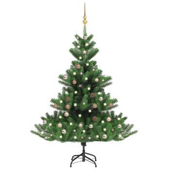 Árbol De Navidad Abeto Nordmann Con Leds Y Bolas Verde 150 Cm Vidaxl