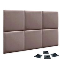 dhome juego de 6 paneles tapizados de terciopelo premium pack autoadhesivos para pared acusticos absorbentes proteccion impactos marron 60x60cm x6