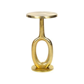 Mesa Auxiliar De Metal Dorado 29 Cm Hecho A Mano Patrón Desgastado Retro Apiti
