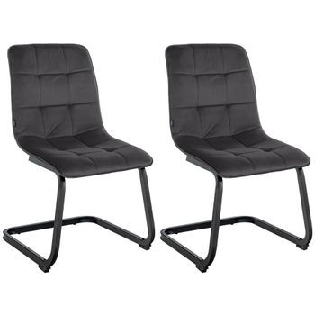 Set De 2 Sillas De Comedor Vermont En Terciopelo Negro 58x47x87 Cm Clp