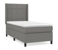 cama box spring con colchon tela gris oscuro 80x200 cm bloques con cuadros