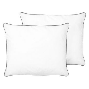 Conjunto De 2 Almohadas Relleno De Microfibra De Algodón Japara 50 X 60 Cm Perfil Alto Blanco Pelister